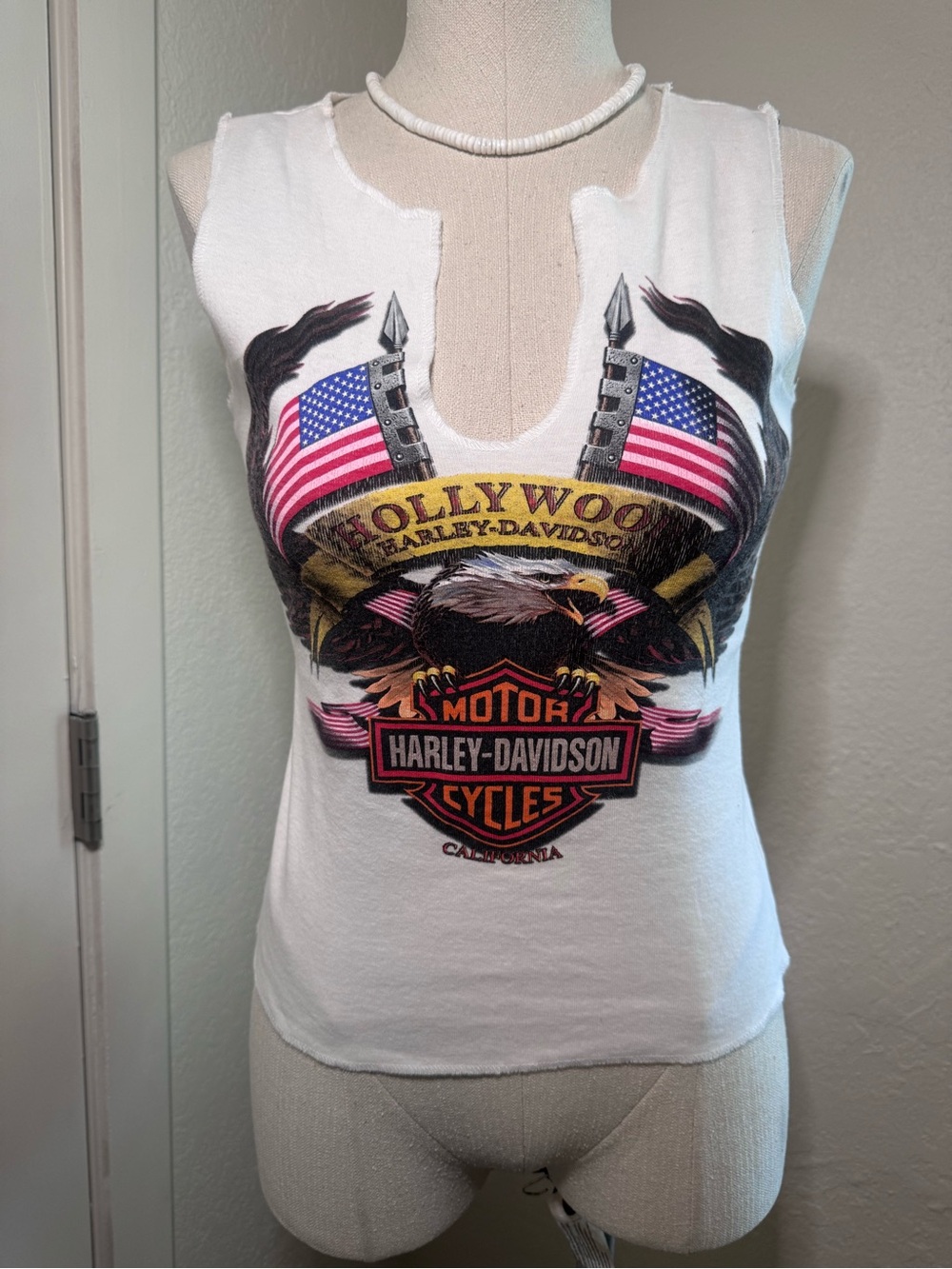 Harley-Davidson White USA Eagle Graphic Tank Top